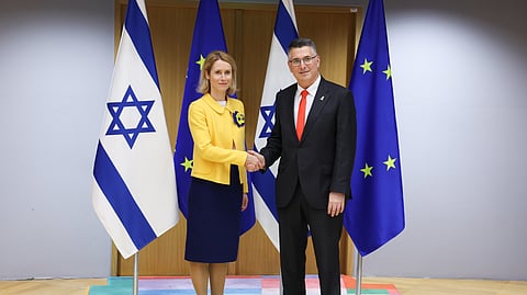 A líder da diplomacia europeia, Kaja Kallas, recebeu no final de fevereiro o ministro dos Negócios Estrangeiros israelita, Gideon Sa'ar.