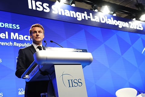 Macron no fórum de Defesa em Singapura.
