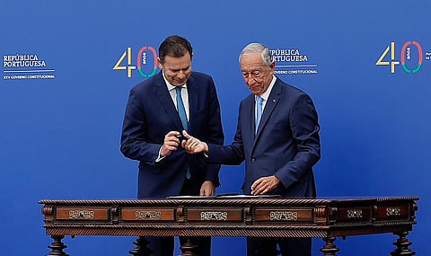 Luís Montenegro e Marcelo Rebelo de Sousa assinaram Declaração de Lisboa com a mesma caneta utilizada em 1985.