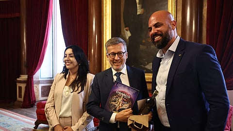 Carlos Moedas com os prefeitos de Osasco, Gerson Pessoa, e de Ferraz de Vasconcelos, Priscila Gambale, duas cidades do estado de São Paulo.