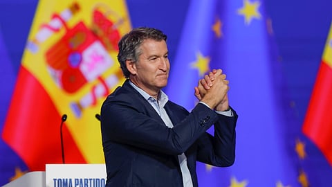 Alberto Núñez Feijóo no Congresso que decorreu em Madrid.