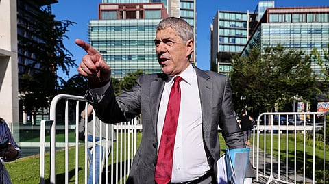 Antigo primeiro-ministro, José Sócrates, à chegada ao Campus da Justiça para a segunda sessão do julgamento da Operação Marquês