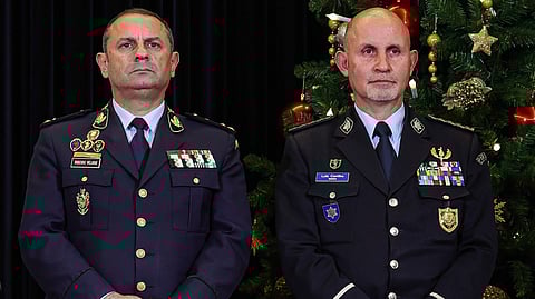 O comandante-geral da GNR, general Rui Ribeiro Veloso, e o diretor nacional da PSP, superintendente Luís Carrilho