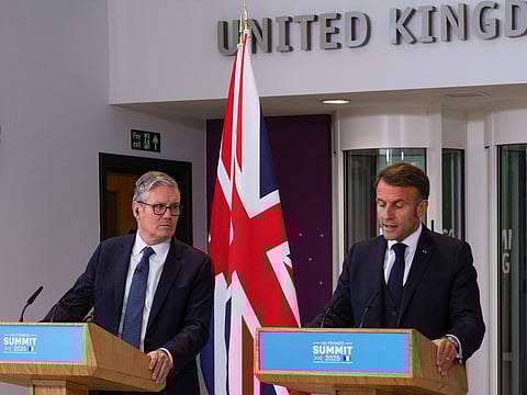 Starmer e Macron deram uma conferência de imprensa após a cimeira bilateral.