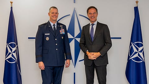 O novo comandante da NATO na Europa, Alexus Grynkewich, aqui ao lado do secretário-geral Mark Rutte, disse ter ordens para entregar sistemas Patriot à Ucrânia o quanto antes.