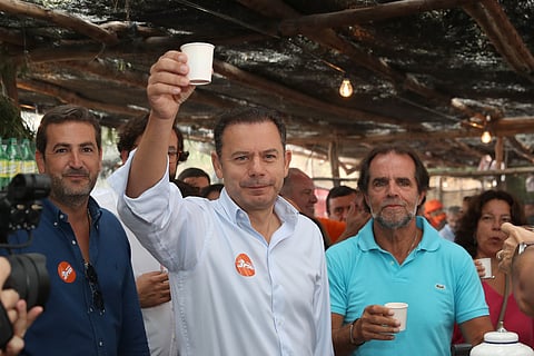 Luís Montenegro esteve no Chão da Lagoa ao lado de Hugo Soares e de Miguel Albuquerque.