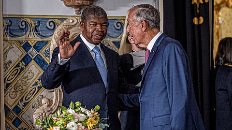 João Lourenço, o chefe de Estado de Angola, durante o encontro com Marcelo Rebelo de Sousa no Palácio de Belém.