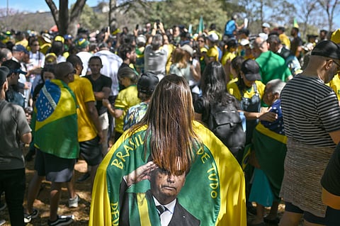 Protesto em apoio ao ex-presidente Jair Bolsonaro.