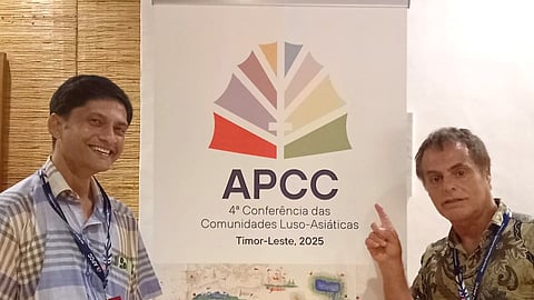 Joaquim Magalhães de Castro (à direita) com Earl Bartholet, da comunidade do Sri Lanka.