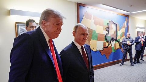 Trump e Putin no encontro do Alasca.