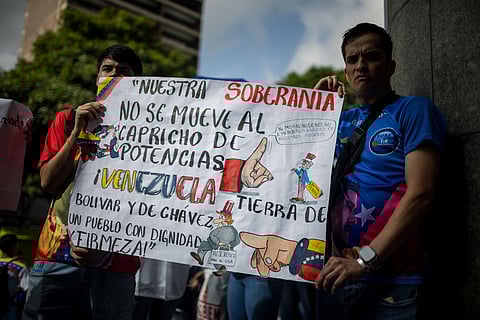 Manifestação de apoio a Maduro e contra os EUA na semana passada, em Caracas.