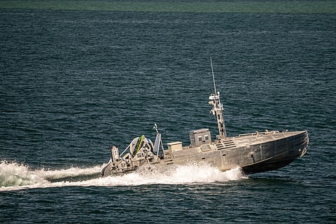 Um drone naval da Marinha americana num exercício da NATO em 2022.