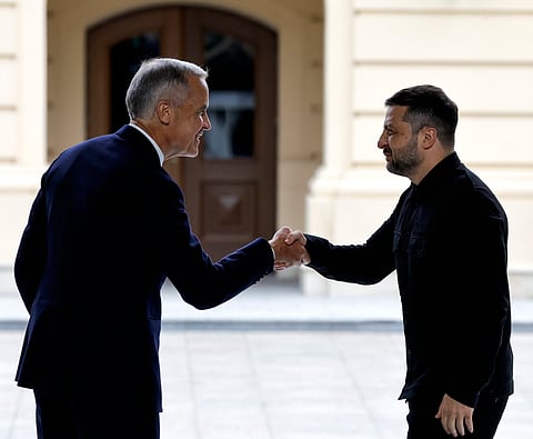 Mark Carney foi recebido em Kiev por Zelensky.