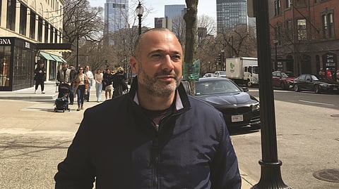 Escritor Pedro Almeida Maia numa visita a Boston.