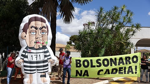 Protesto contra Bolsonaro em Brasília.
