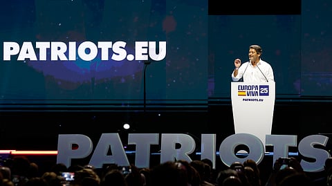 Ventura discursa em Madrid no evento organizado pelo Vox.