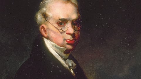 Auto-retrato de George Chinnery (cópia), atribuído a Lamqua (act. 1825-1860, pintor chinês famoso de pinturas para exportação), produzido por volta de 1850, colecção do Museu de Arte de Hong Kong.