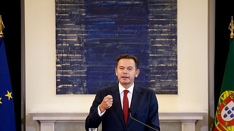 Luís Montenegro, primeiro-ministro, após assinatura do contrato de financiamento para habitação acessível com o Banco Europeu de Investimento