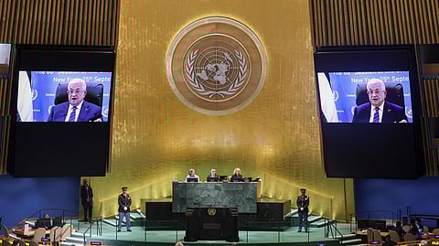 Mahmoud Abbas discursou por videoconferência na Assembleia Geral da ONU.