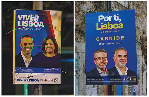 Candidatos às juntas de freguesia pelo PS e PSD surgem nos cartazes com Alexandra Leitão e Carlos Moedas.