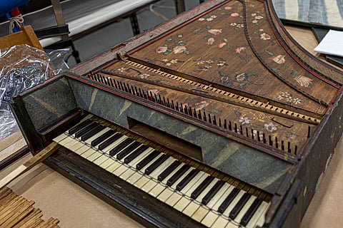 Instrumento musical que esteve a ser restaurado no Laboratório José de Figueiredo. 