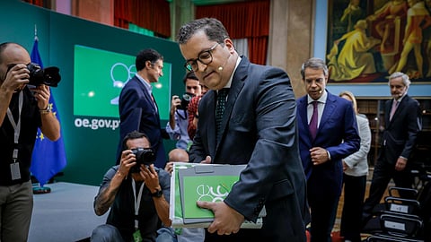 O ministro das Finanças, Joaquim Miranda Sarmento, na apresentação da proposta do Orçamento do Estado para 2026.