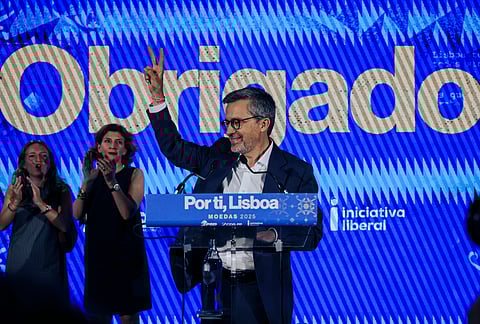 Carlos Moedas a discursar depois da vitória.