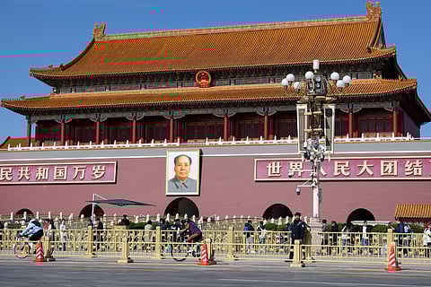 O plenário do Comité Central do Partido Comunista Chinês decorre em Pequim entre 20 e 23 de outubro de 2025. Pequim, Praça Tiananmen, 20 de outubro de 2025.