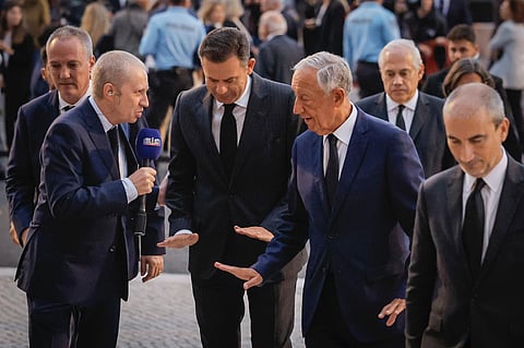 Luís Montenegro e Marcelo Rebelo de Sousa à chegada ao velório