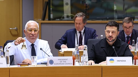 Como habitual, Zelensky marcou presença no Conselho Europeu, presidido por António Costa. 