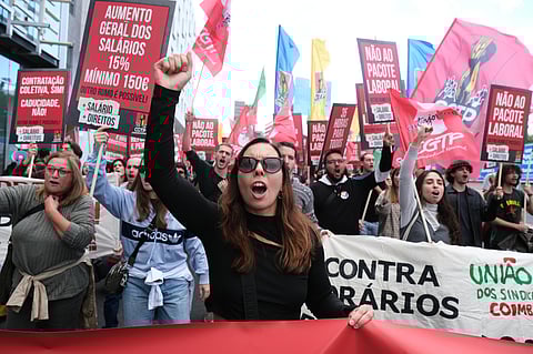 Manifestação convocada pela CGTP contra a revisão da legislação laboral, no dia 8 de novembro.