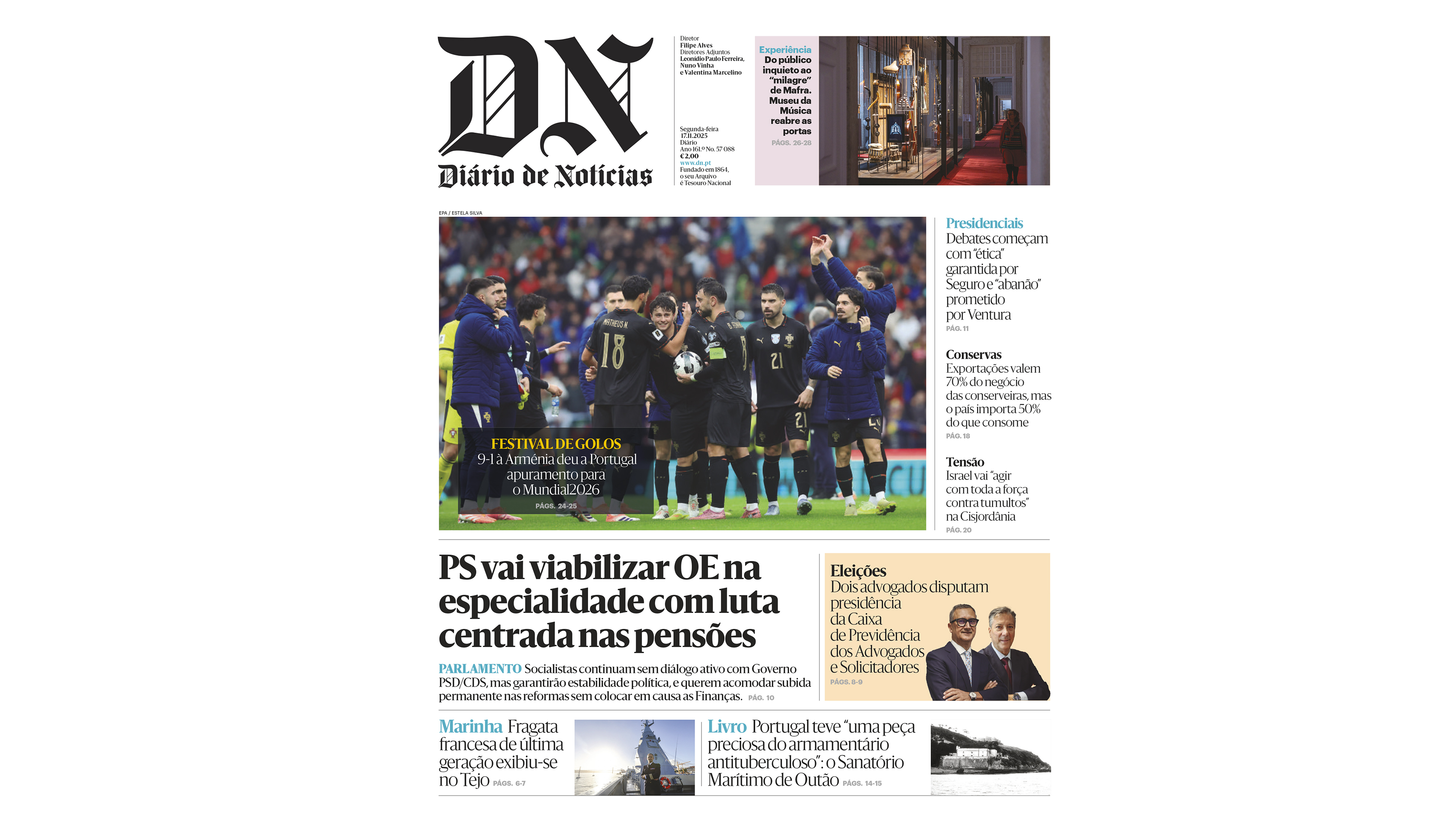 Leia aqui o DN desta segunda-feira, 17 de novembro