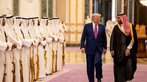 Donald Trump com o príncipe Mohammed bin Salman durante a sua visita à Arábia Saudita, em maio.
