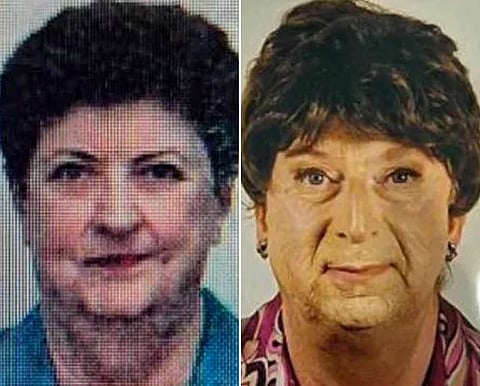 A mãe (à esquerda) e o filho disfarçado da mãe (à direita)