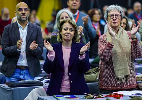 Candidata presidencial, Catarina Martins, marcou presença na XIV Convenção Nacional do BE, no Pavilhão do Casal Vistoso, em Lisboa.