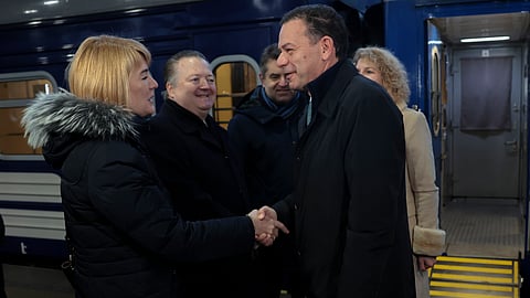 Luís Montenegro, primeiro-ministro de Portugal, em Kiev. 