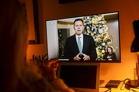 Montenegro durante o discurso emitido na televisão.