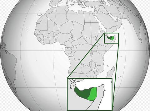 A localização da Somalilândia no mundo.