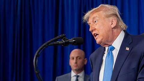 Donald Trump em conferência em Mar-a-Lago