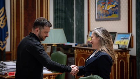 Zelensky com Chrystia Freeland.