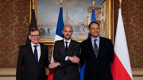 Líderes da diplomacia de Alemanha, França e Polónia reuniram-se em Paris.
