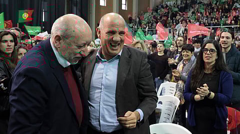 António Filipe com Paulo Raimundo num comício em Lisboa