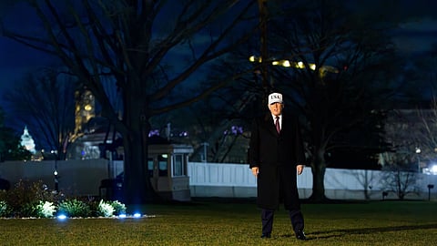 Donald Trump à chegada à Casa Branca.