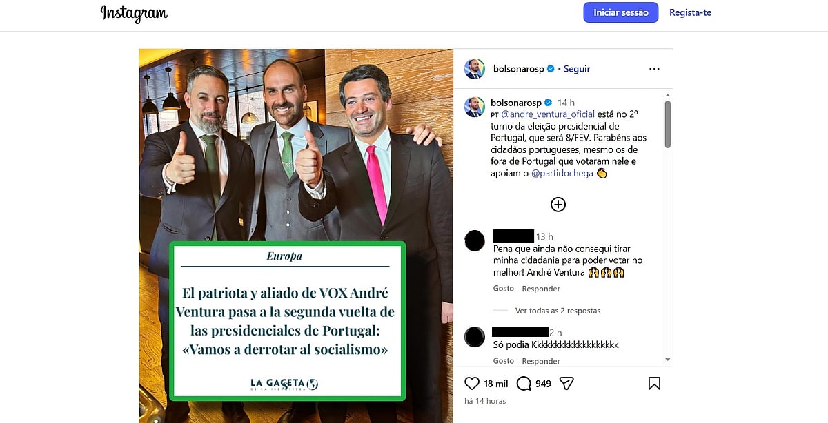 How did the Portuguese in Brazil vote? André Ventura comes first and receives support from the Bolsonaro clan