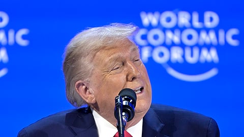 Donald Trump discursa no Fórum Económico Mundial em Davos, na Suíça.