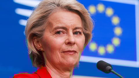Ursula von der Leyen após o Conselho Europeu.