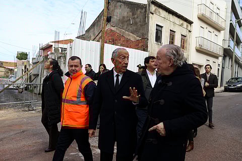 Marcelo Rebelo de Sousa na Figueira da Foz com o presidente da Câmara, Pedro Santana Lopes. 