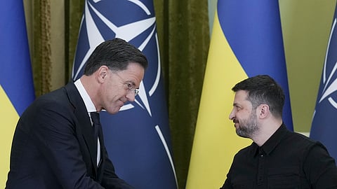 Rutte foi recebido em Kiev por Zelensky esta terça-feira, 3 de fevereiro. 