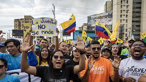 Protesto em Maracaíbo no Dia da Juventude na Venezuela.