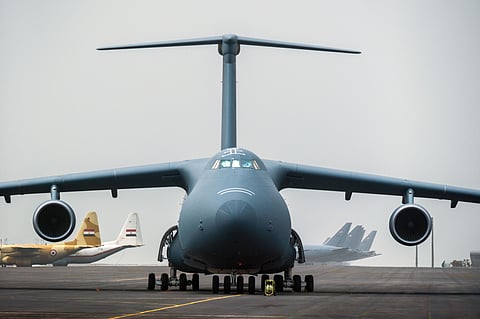 O Lockheed Martin's C-5M Super Galaxy aterrou esta sexta-feira na Base das Lajes, nos Açores.